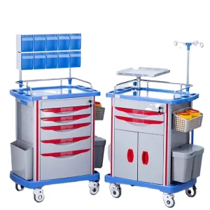 ABS Emergency Stretcher Nursing Cart with 4 Silent Castors for Hospital Clinic Medicine Delivery and Resuscitation Board