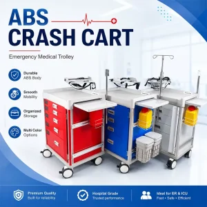 ABS Emergency Trolley Hospital Crash Cart With Drawers and IV Pole for Emergency Room