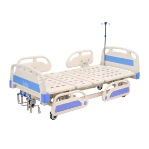 ABS Headboard 3 Crank Manual Hospital Bed Professional Medical Bed Nursing Trolley with PP Rails and Central Braking for Clinic