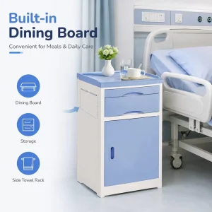 ABS Hospital Bedside Locker Mobile Medical Cabinet with Silent Casters for Patient Room
