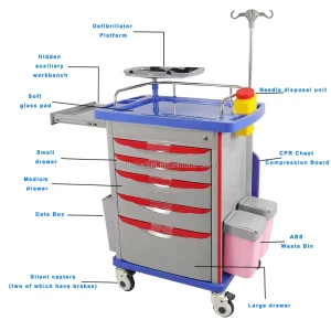 ABS Hospital Equipment Medical Trolley Emergency Crash Cart