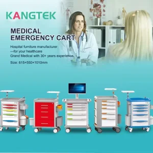 ABS Medical Emergency Treatment Medicine Cart Hospital Trolley for Drug Delivery