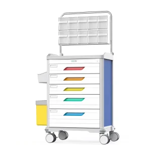 ABS Medical Nursing Cart Multifunction Clinical Trolley Hospital Ward Treatment Cart with Full Accessories
