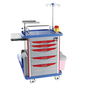 ABS Medical Trolley with Wheels for Hospital Nurse Emergency Room Customized for Medical Devices