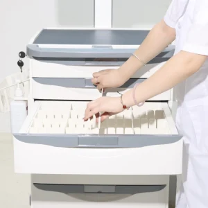 ABS Nursing Documentation Cart Adjustable Monitor Arm Medical Waste Segregation System for Hospital Dental Clinic