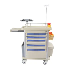 ABS Plastic Clinic Crash Cart Hospital Emergency Trolley 750*480*920mm