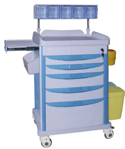 ABS Plastic Medical Trolley with Drawers & Wheels for Clinic Anesthesia Use