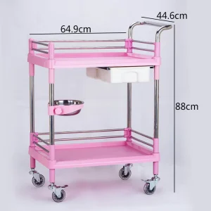 ABS Three Layer Mobile Cart Medical Multifunctional 2 Layers Medicine Cart Trolley ABS Instrument Trolley with Drawers