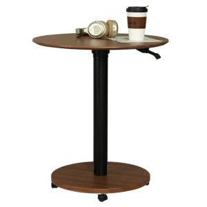 ADA Round Desktop Pneumatic Mobile Table Height Lifting Adjust Coffee Movable Laptop Adjustable Bar Table With Four Wheels