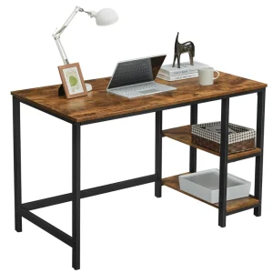 ADXIN Durable Eco Friendly Industrial Computer Desk Metal Frame Double Layer Storage Shelves for Home Office Bedroom Studio Use