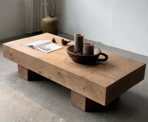 AJJ Q320 Chinese Wabi sabi Solid Wood Antique Luxury Homestay Resort Furniture Designer Works Custom Living Room Coffee Table