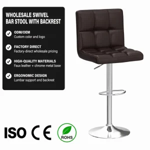 ALINUNU Factory Direct Faux Leather Bar Stools for Home bar and Kitchen Island Height Adjustable Swivel bar Chair