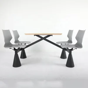 ANSI BIFMA Standard 4 Person Modern Panel Dining Table Chair Set for Canteen Restaurant School Mall Durable Commercial Furniture