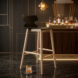 ANSI BIFMA Standard Solid Wood Eco Friendly Steady Commercial Luxury Bar High Stool Chair for Home Bar Hotel Dining Living Room