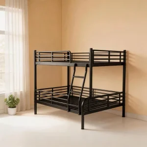 ASTM Certified White Metal Bunk Bed Strong Load Bearing Iron Bed Frame for Kids Bedroom and Dormitory