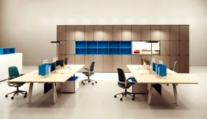 ATWOKA 4 Person Office Workstation Desk Modern Office Furniture Workstation With Desk Divider Panel