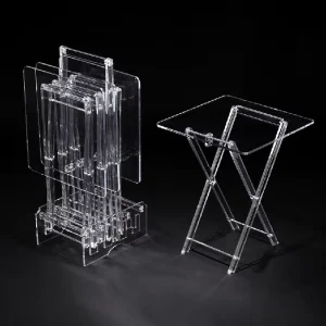 Acrylic 4 Curved Rectangular Coffee Tables with Stand Set