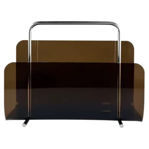 Acrylic Brochure Holder Magazine Holder Brown Clear Acrylic Stainless Steel Handle Wall Mounted Display Stand Versatile Storage