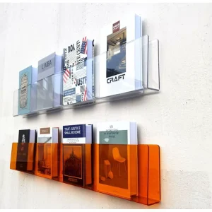 Acrylic Highly Transparent Punch Free Wall Mounted Bookshelf Magazine Display Rack for Children’s Picture Book Storage