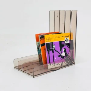 Acrylic L shaped Bookend File Organizer Multi Slot Desk Magazine Record Holder
