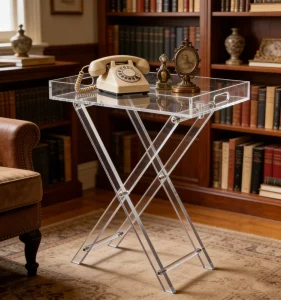 Acrylic Transparent Modern Extendable Foldable Console Table for Apartment Living Room Bedroom Hotel Dining