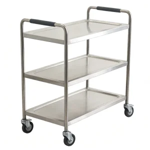 Adjustable 3 Tier Stainless Steel Utility Cart Heavy Duty Mobile Kitchen Service Trolley