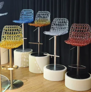 Adjustable Bar Stool Luxurious Modern Fish-tail Design Transparent Resin Trendy Crystal Petal Dining Leisure Seat
