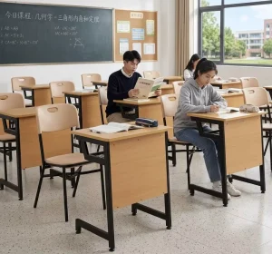 Adjustable Comfortable Ergonomic Eco Friendly Fireproof Durable Wood Veneer Student Desk Chair Set Modern Classroom Schools