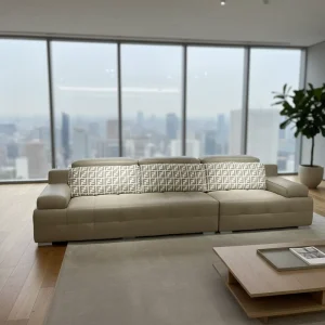 Adjustable Cooling Upholstered Eco Leather Chenille Sofa for Living Room School Park Warehouse and Villa Use