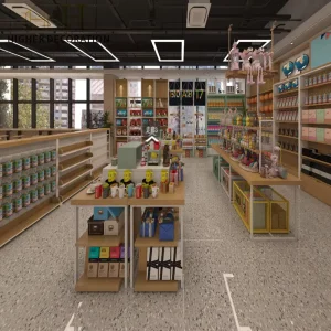 Adjustable Double Face Library Shelving Unit Movable Bookstore Display Stand Bookcase Furniture for Stationery Store