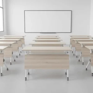 Adjustable Foldable Training Table Portable Wood Panel Convertible for Modern Office and Home Use for Hotels and Hospitals
