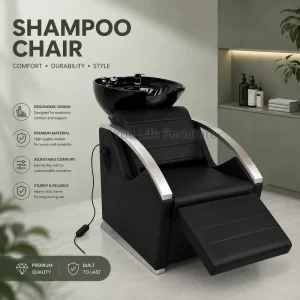 Adjustable Footrest Electric Hair Washing Salon Shampoo Chair with Durable Ceramic Bowl Massage Salon Shampoo Bed