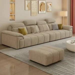 Adjustable Headrest Fabric Sectional Sofa 5 Zones Spine Protection Modular Couch Ottoman Multi Color Living Room Set Sponge