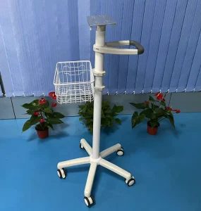 Adjustable Height Aluminum Alloy Multifunctional Hospital Patient Monitor Trolley with 5 Castors ISO Certified for Medical Use