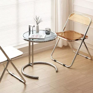 Adjustable Height Corner Table Customizable Stainless Steel Tempered Glass Modern Minimalist Light Luxury Living Furniture Hotel
