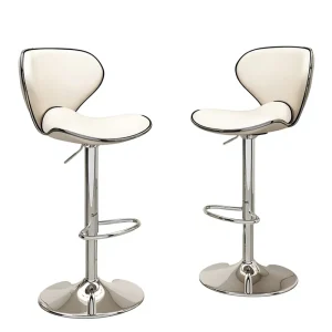 Adjustable Height Leather Bar Stool with Metal Skeleton Frame Light Luxury Style Bar Furniture for Home Use Island Counter
