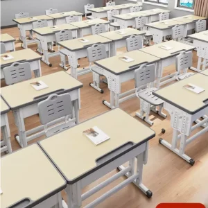 Adjustable Height Lifting Classroom Ergonomic Wood Desk & Chair Set for Kindergarten Preschool Children Students