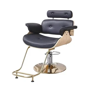 Adjustable Height Metal Barber Chair for Salons and Barbershops Modern Minimalist Design with Armrests