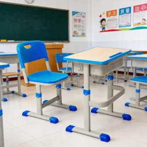 Adjustable Height Modern Wood Computer Desk for School with Monitor Stand and Keyboard Tray for IT Classes