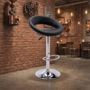 Adjustable Height PU Leather Bar Stools Swivel Round Hollow Back Counter Chairs Commercial Bar Chairs for Nightclub Pub Hotel