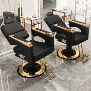 Adjustable Height Rotating Salon Chair Barber Styling Chair Reclining Back Heavy Duty Metal Base Thick Padding Ergonomic PU