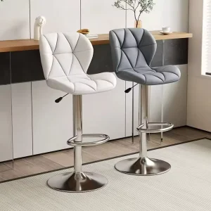 Adjustable Height Swivel Bar Stool Modern Simple Metal Frame Commercial High Stool with Backrest