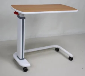 Adjustable Hospital Overbed Table With Wheels