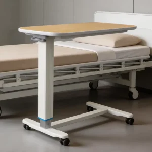 Adjustable Hospital Overbed Table with Wheels Mobile Bedside Dining Table for Patient Care and Nursing Home Use