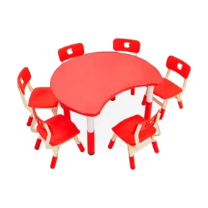 Adjustable Kids Moon Study Table and Chair Set for 3 10 Year Olds Modern Design Preschool Kindergarten School Furniture