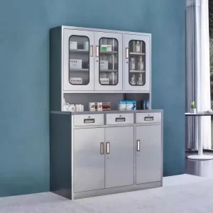 Adjustable Lockable Stainless Steel Medical Cabinet Secure School & Hospital Storage Solution with 3 Drawers Contemporary Design