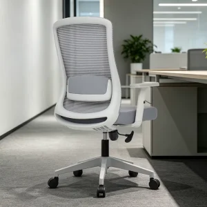 Adjustable Lumbar Support Office Chair Ergonomic Mid Back Design Gray Computer Task Staff Swivel Chair for Office