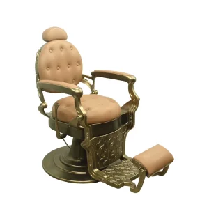 Adjustable Luxury Retro Style Barber Chair Hydraulic Reclining for Professional Salons with Footrest