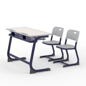 Adjustable Modern Durable Metal Eco Friendly Ergonomic Double Seater School Desk Chair 2 Person Set for Classrooms Home