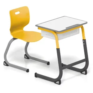 Adjustable Modern Ergonomic School Classroom Furniture Student Single Desk Chair Set with Metal Frame for Primary School Use